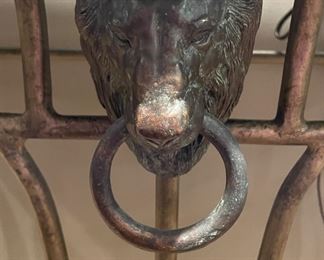 Metal and Marble Demi-Lune. Measures 34" W x 16.5" D x 37.5" H. Photo 2 of 2.