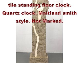 Lot 603 Tessellated marble tile standing floor clock. Quartz clock. Maitland smith style. Not Marked.