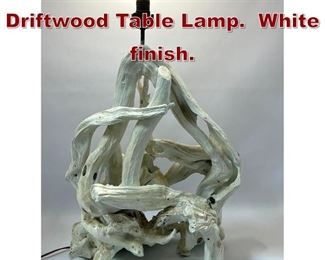 Lot 607 Natural form Driftwood Table Lamp. White finish. 