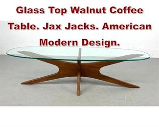 Lot 608 ADRIAN PEARSALL Glass Top Walnut Coffee Table. Jax Jacks. American Modern Design. 