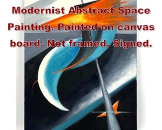 Lot 618 BREITENBACH Modernist Abstract Space Painting. Painted on canvas board. Not framed. Signed. 