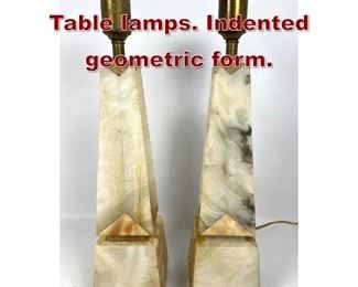 Lot 624 Pr Decorator Onyx Table lamps. Indented geometric form. 