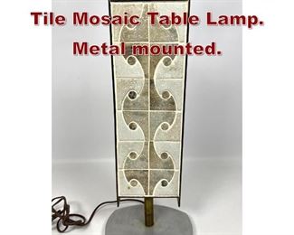 Lot 648 Modernist Pottery Tile Mosaic Table Lamp. Metal mounted. 