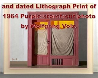 Lot 654 Christo hand signed and dated Lithograph Print of 1964 Purple storefront photo by Wolfgang Volz. 