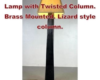 Lot 658 Karl Springer Floor Lamp with Twisted Column. Brass Mounted. Lizard style column. 