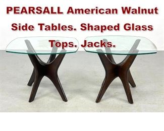 Lot 661 Pr ADRIAN PEARSALL American Walnut Side Tables. Shaped Glass Tops. Jacks.