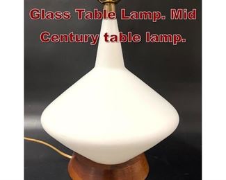 Lot 667 Walnut and Frosted Glass Table Lamp. Mid Century table lamp. 