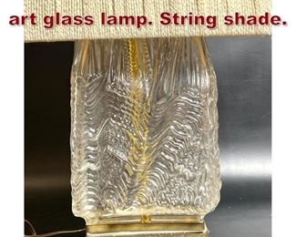 Lot 666 Swedish ICE Clear art glass lamp. String shade. 