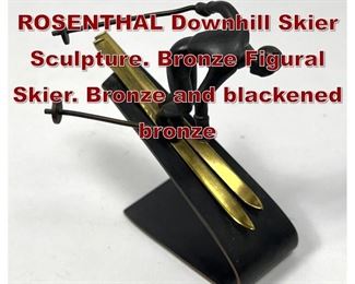 Lot 670 Austrian RENA ROSENTHAL Downhill Skier Sculpture. Bronze Figural Skier. Bronze and blackened bronze 