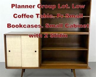 Lot 682 4pc PAUL McCOBB Planner Group Lot. Low Coffee Table. Pr Small Bookcases. Small Cabinet with 2 Slidin