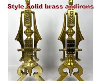 Lot 685 Vintage Secessionist Style Solid brass andirons