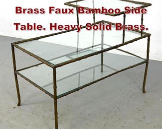 Lot 686 MAISON BAGUES Brass Faux Bamboo Side Table. Heavy Solid Brass. 
