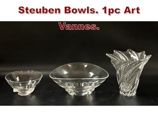 Lot 690 3pc Crystal. 2 Pc Steuben Bowls. 1pc Art Vannes.