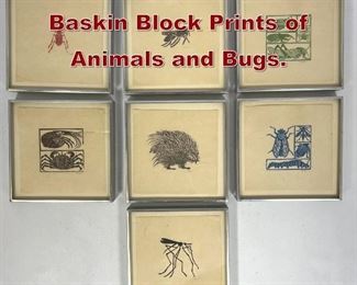 Lot 691 Set of 2 Leonard Baskin Block Prints of Animals and Bugs. 