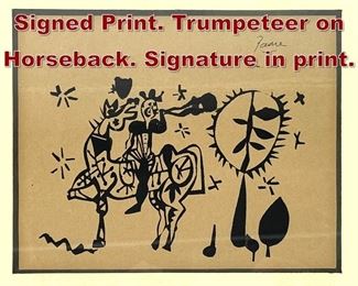 Lot 708 Peter Paone Pencil Signed Print. Trumpeteer on Horseback. Signature in print. 
