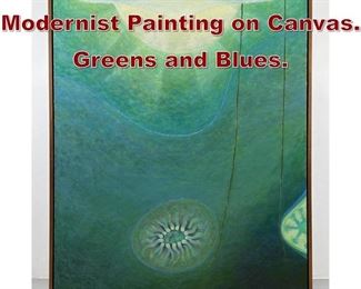 Lot 710 Tadashi Sato Modernist Painting on Canvas. Greens and Blues. 