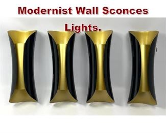 Lot 717 Set 4 Black and Gold Modernist Wall Sconces Lights. 