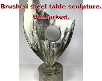 Lot 728 Large Hollow Brushed steel table sculpture. Unmarked. 