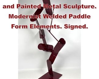 Lot 754 JOE SELTZER Welded and Painted Metal Sculpture. Modernist Welded Paddle Form Elements. Signed. 
