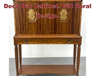 Lot 756 Vintage French Art Deco Bar Cabinet. Gilt floral design. 