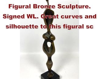 Lot 758 Abstract Organic Figural Bronze Sculpture. Signed WL. Great curves and silhouette to this figural sc