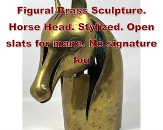 Lot 760 Large Modernist Figural Brass Sculpture. Horse Head. Stylized. Open slats for mane. No signature fou