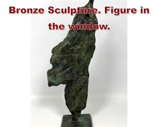 Lot 765 Brutalist Abstract Bronze Sculpture. Figure in the window. 