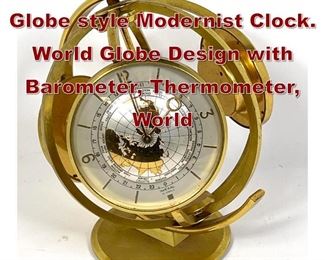 Lot 778 IMEXAL 15 Jewels Globe style Modernist Clock. World Globe Design with Barometer, Thermometer, World 