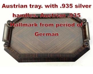Lot 796 Macassar Ebony Austrian tray. with .935 silver handles. Austrian .935 Hallmark from period of German
