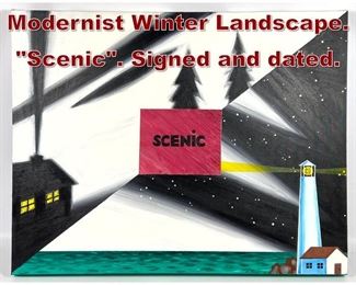 Lot 827 M RADER 87 Modernist Winter Landscape. Scenic. Signed and dated.