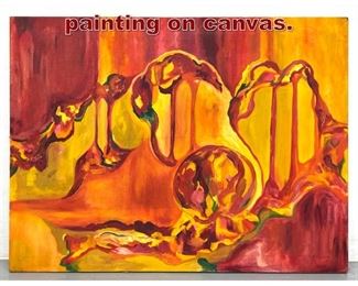 Lot 829 Orange abstract painting on canvas. 