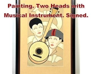 Lot 833 GUY GAYLOR Painting. Two Heads with Musical Instrument. Signed.