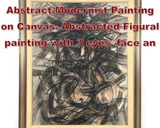 Lot 835 RODDY Signed Abstract Modernist Painting on Canvas. Abstracted Figural painting with 3 eyes, face an