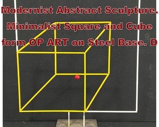 Lot 844 GEORGE D AMATO Modernist Abstract Sculpture. Minimalist Square and Cube form OP ART on Steel Base. D