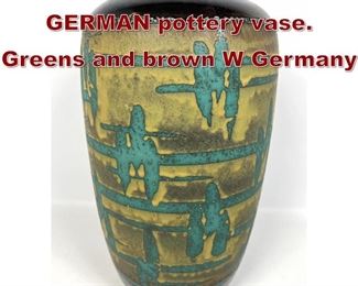 Lot 851 Carstens WEST GERMAN pottery vase. Greens and brown W Germany 