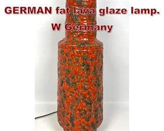 Lot 862 Orange WEST GERMAN fat lava glaze lamp. W Germany 