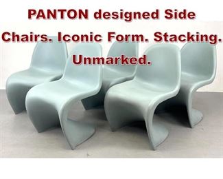 Lot 900 Set 5 VERNER PANTON designed Side Chairs. Iconic Form. Stacking. Unmarked. 