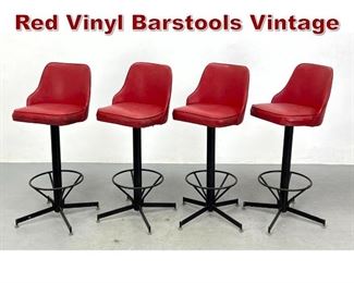 Lot 917 set 4 Fifties Modern Red Vinyl Barstools Vintage