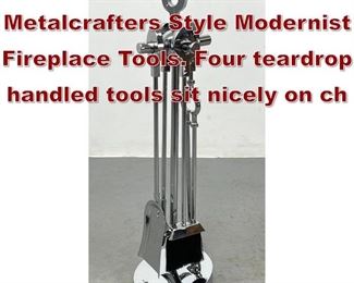 Lot 926 Virginia Metalcrafters Style Modernist Fireplace Tools. Four teardrop handled tools sit nicely on ch
