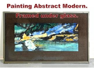 Lot 930 Artist Signed Pastel Painting Abstract Modern. Framed under glass. 