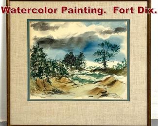 Lot 931 Lesnick 1943 Watercolor Painting. Fort Dix. 