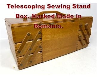 Lot 939 Mid Century Modern Telescoping Sewing Stand Box. Marked Made in Romania.