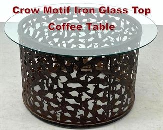Lot 959 Brutalist Torch Cut Crow Motif Iron Glass Top Coffee Table