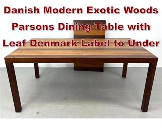 Lot 961 Dyrlund Mid Century Danish Modern Exotic Woods Parsons Dining Table with Leaf Denmark Label to Under