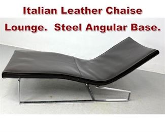 Lot 962 Enrico Pellizzoni Italian Leather Chaise Lounge. Steel Angular Base. 