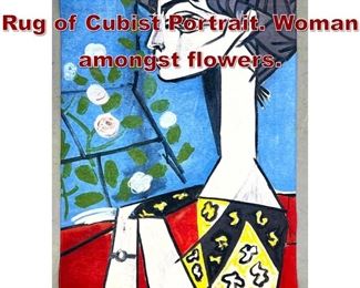 Lot 963 6 Colorful Carpet Rug of Cubist Portrait. Woman amongst flowers. 