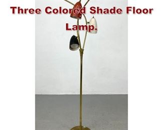 Lot 974 Modernist Brass Three Colored Shade Floor Lamp. 