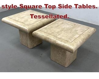 Lot 980 Pair Maitland Smith style Square Top Side Tables. Tessellated. 