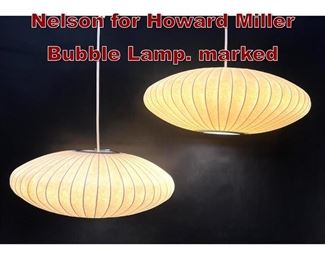 Lot 1000 Pair of George Nelson for Howard Miller Bubble Lamp. marked