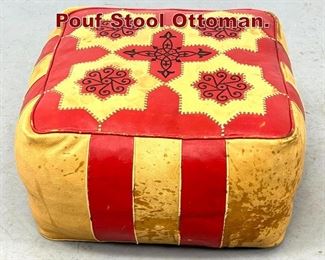 Lot 1005 Leather Moroccan Pouf Stool Ottoman. 